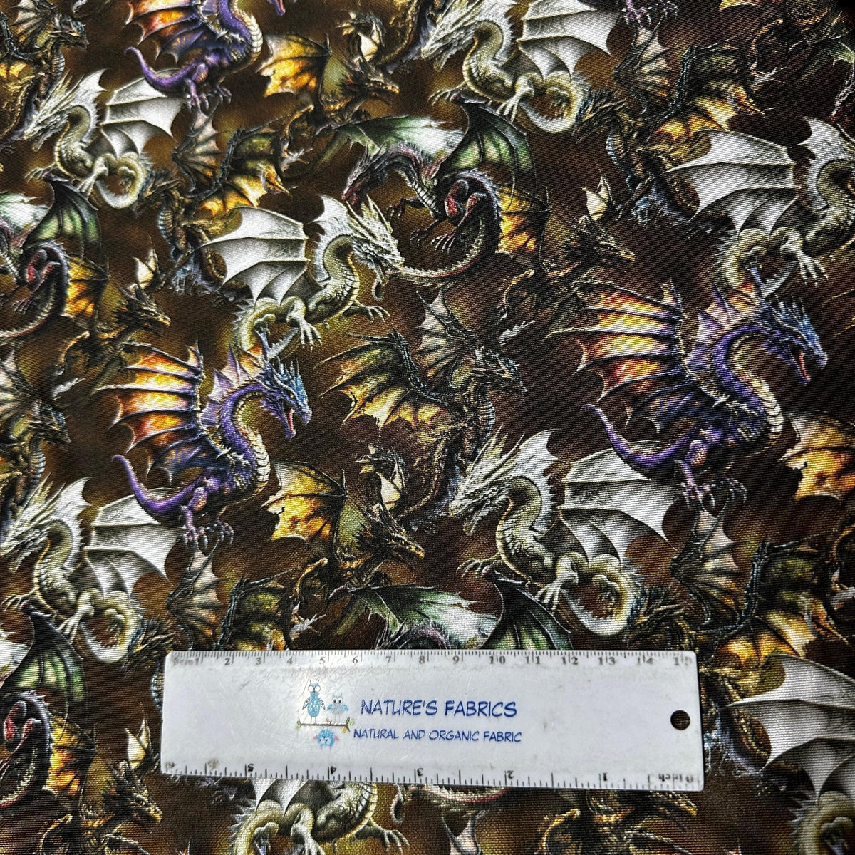 Dragon Toss on Double Brushed Polyester Jersey Fabric - Nature's Fabrics