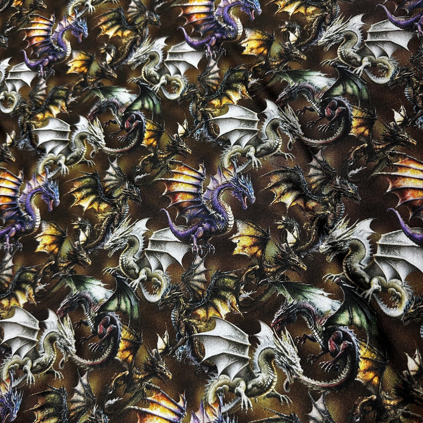 Dragon Toss on Double Brushed Polyester Jersey Fabric - Nature's Fabrics