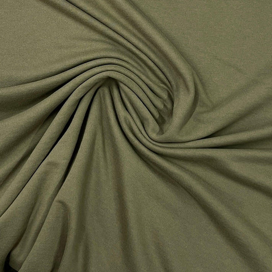 Dusky Green Medium Weight Organic Cotton French Terry Fabric- Grown in the USA - Nature's Fabrics