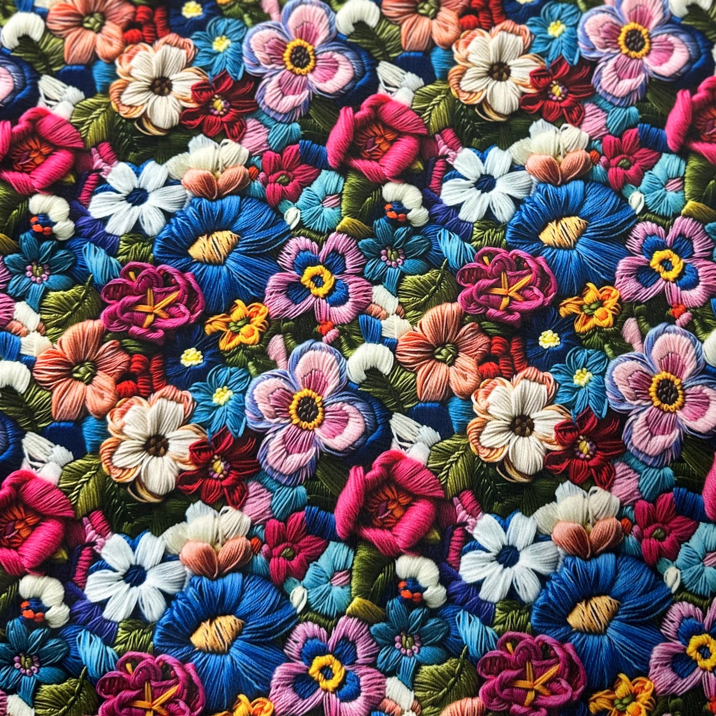Embroidered Bright Flowers 1 mil PUL Fabric - Made in the USA - Nature's Fabrics