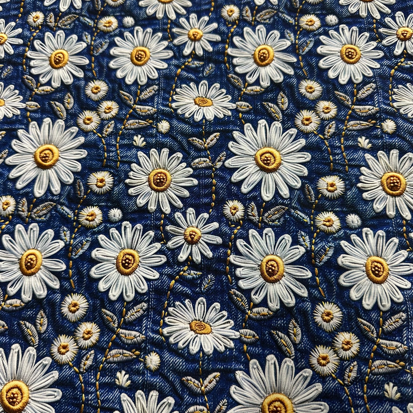 Embroidered Daisy Jeans on Bamboo/Spandex Jersey Fabric - Nature's Fabrics