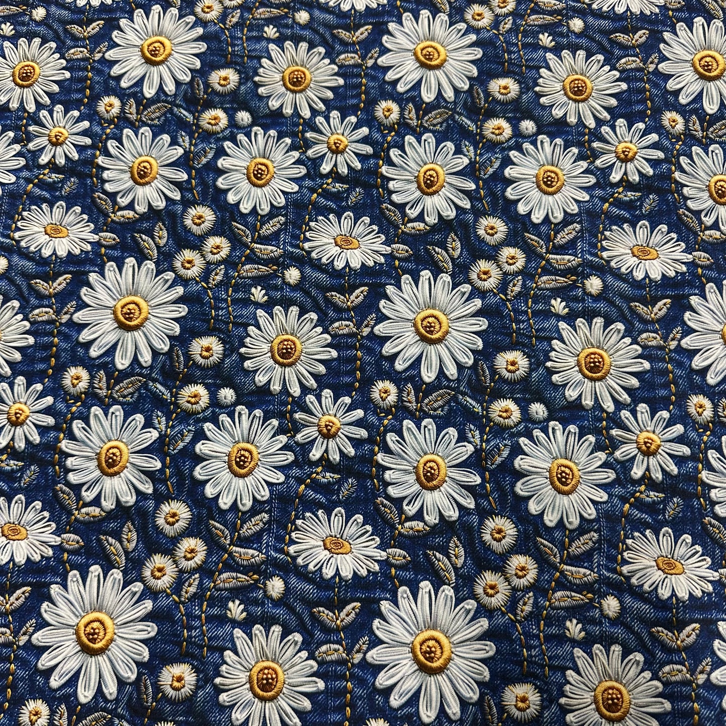 Embroidered Daisy Jeans on Bamboo/Spandex Jersey Fabric - Nature's Fabrics