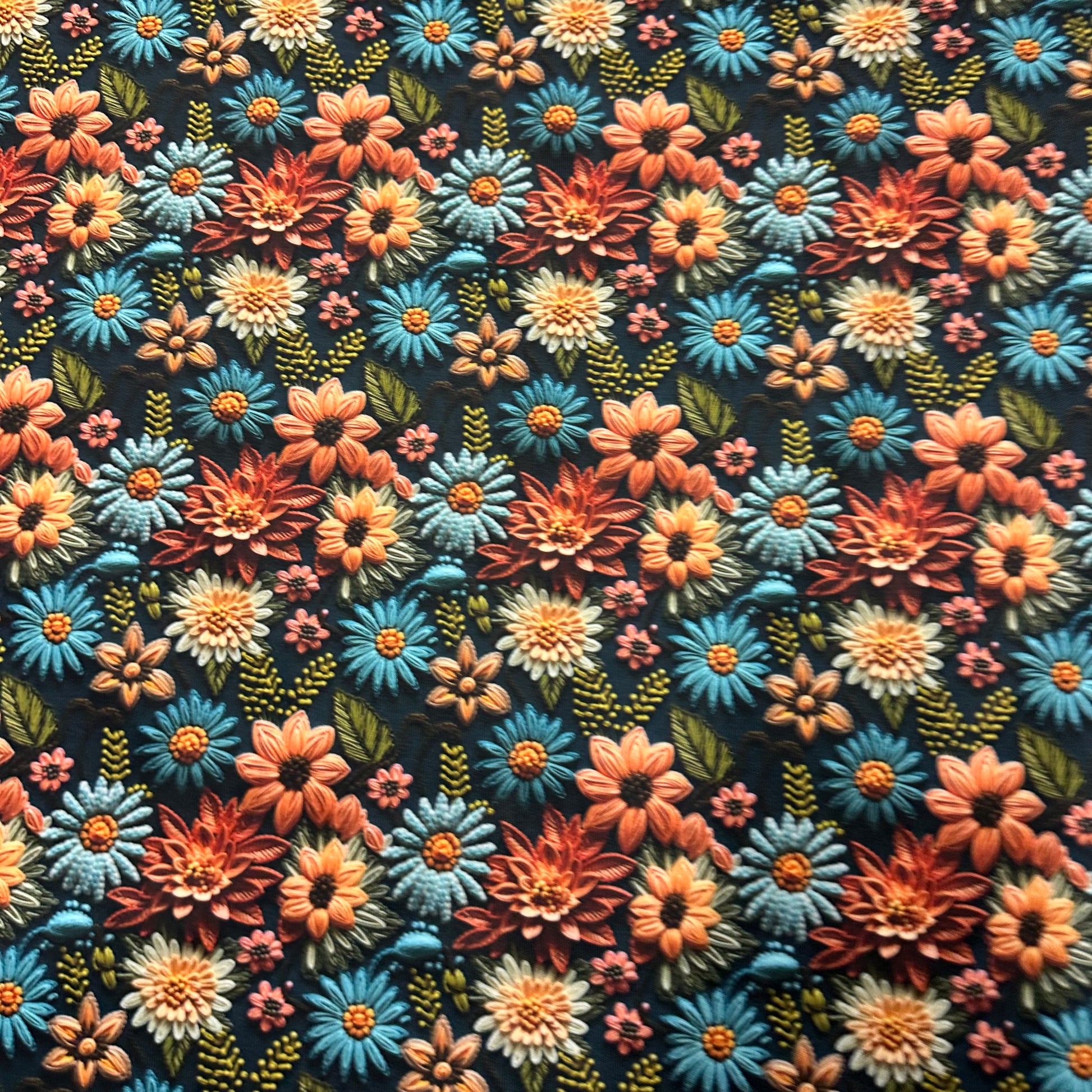 Embroidered Fall Floral 1 mil PUL Fabric - Made in the USA - Nature's Fabrics