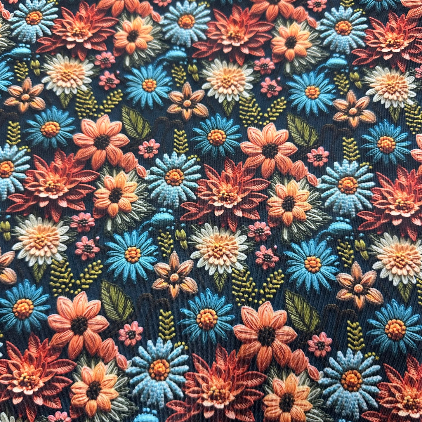 Embroidered Fall Floral 1 mil PUL Fabric - Made in the USA - Nature's Fabrics