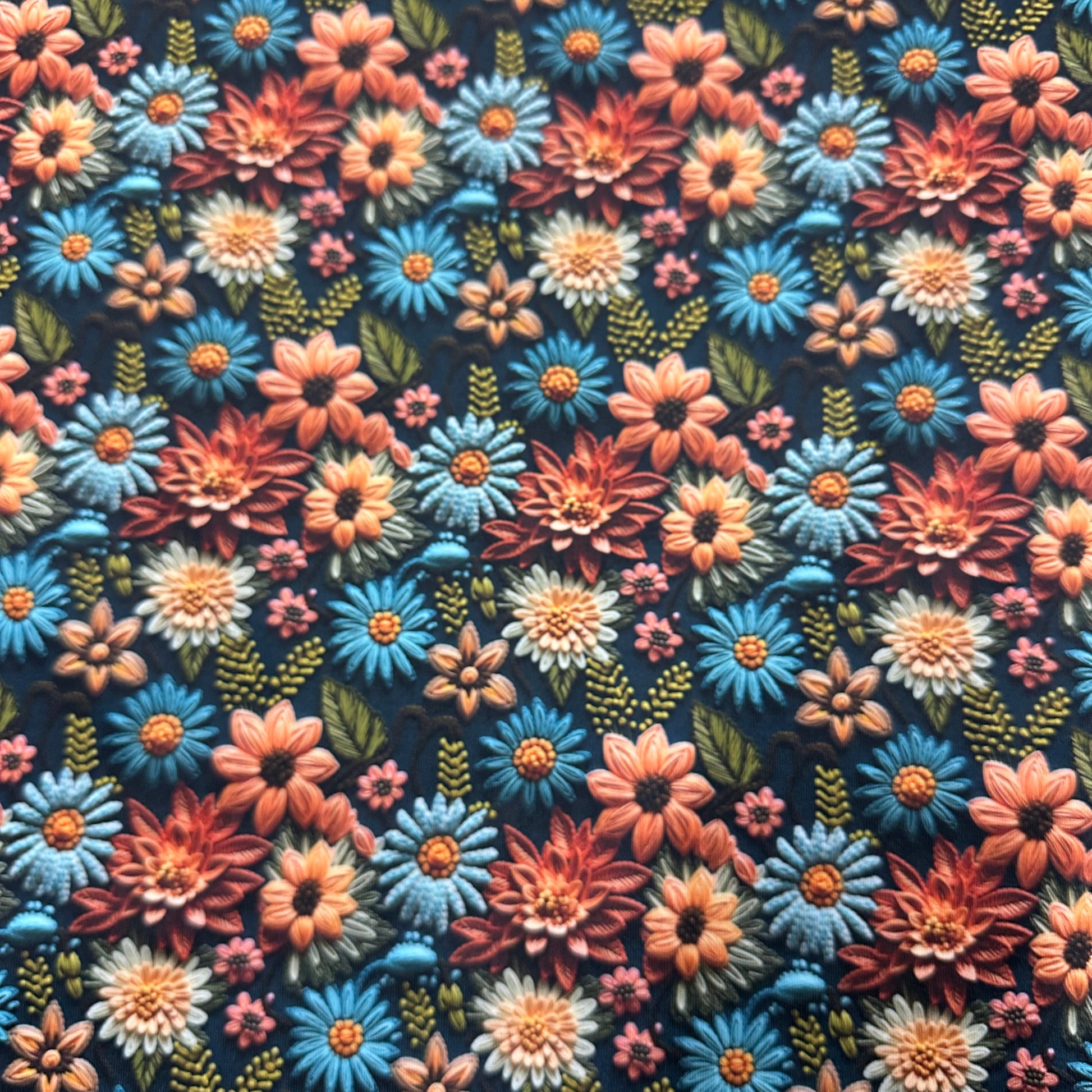 Embroidered Fall Floral 1 mil PUL Fabric - Made in the USA - Nature's Fabrics