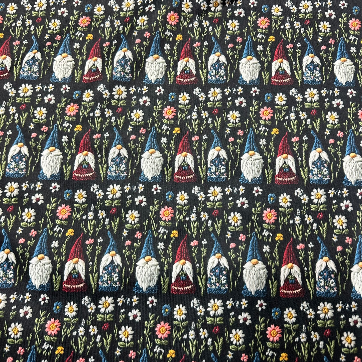 Embroidered Gnomes 1 mil PUL Fabric - Made in the USA - Nature's Fabrics
