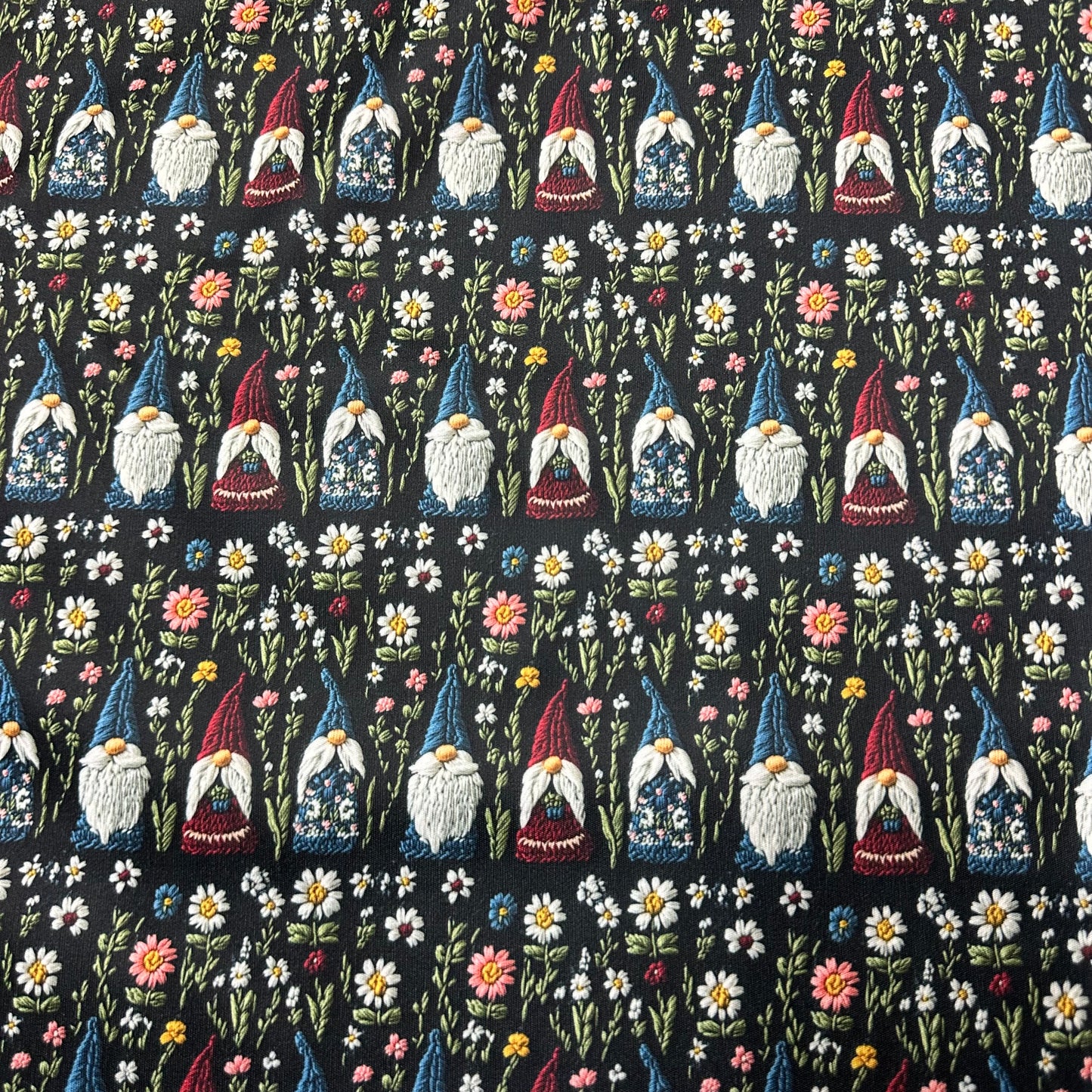 Embroidered Gnomes 1 mil PUL Fabric - Made in the USA - Nature's Fabrics