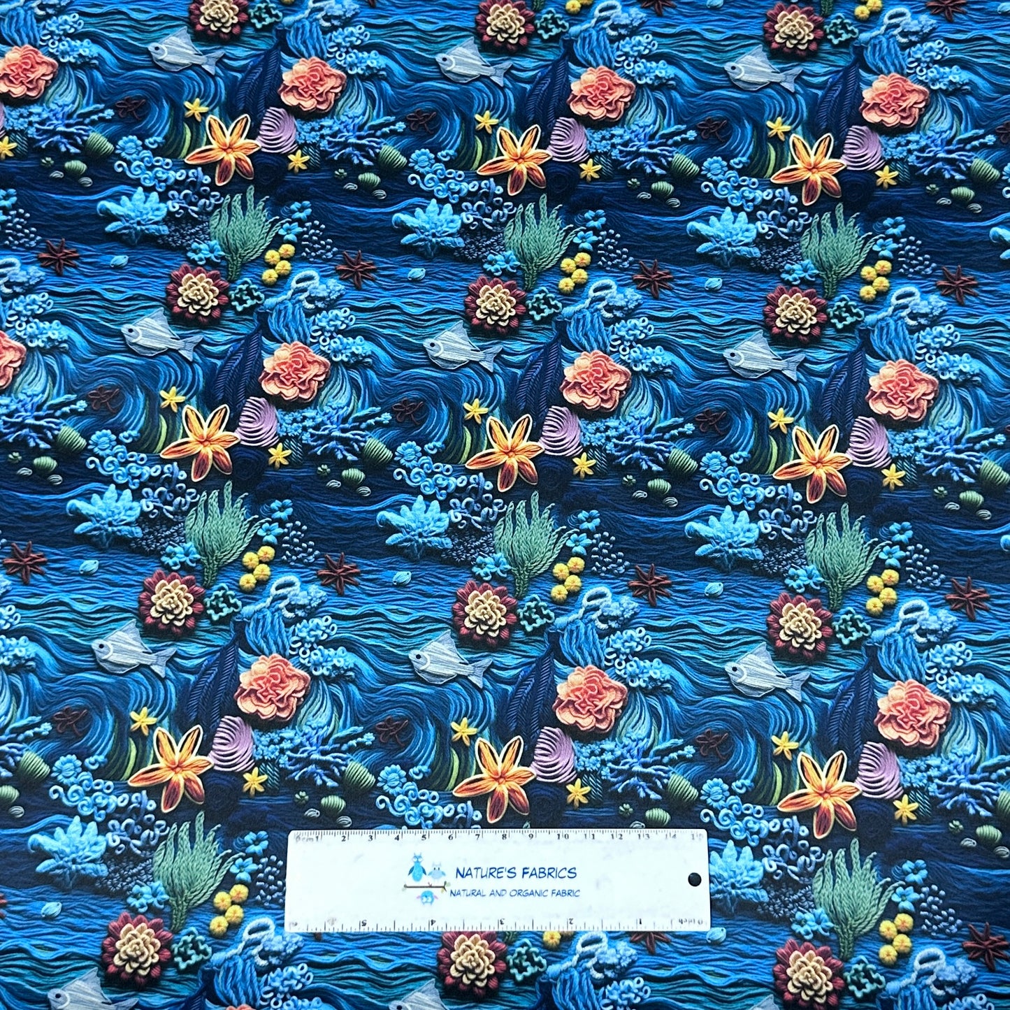Embroidered Sea Life 1 mil PUL Fabric - Made in the USA - Nature's Fabrics