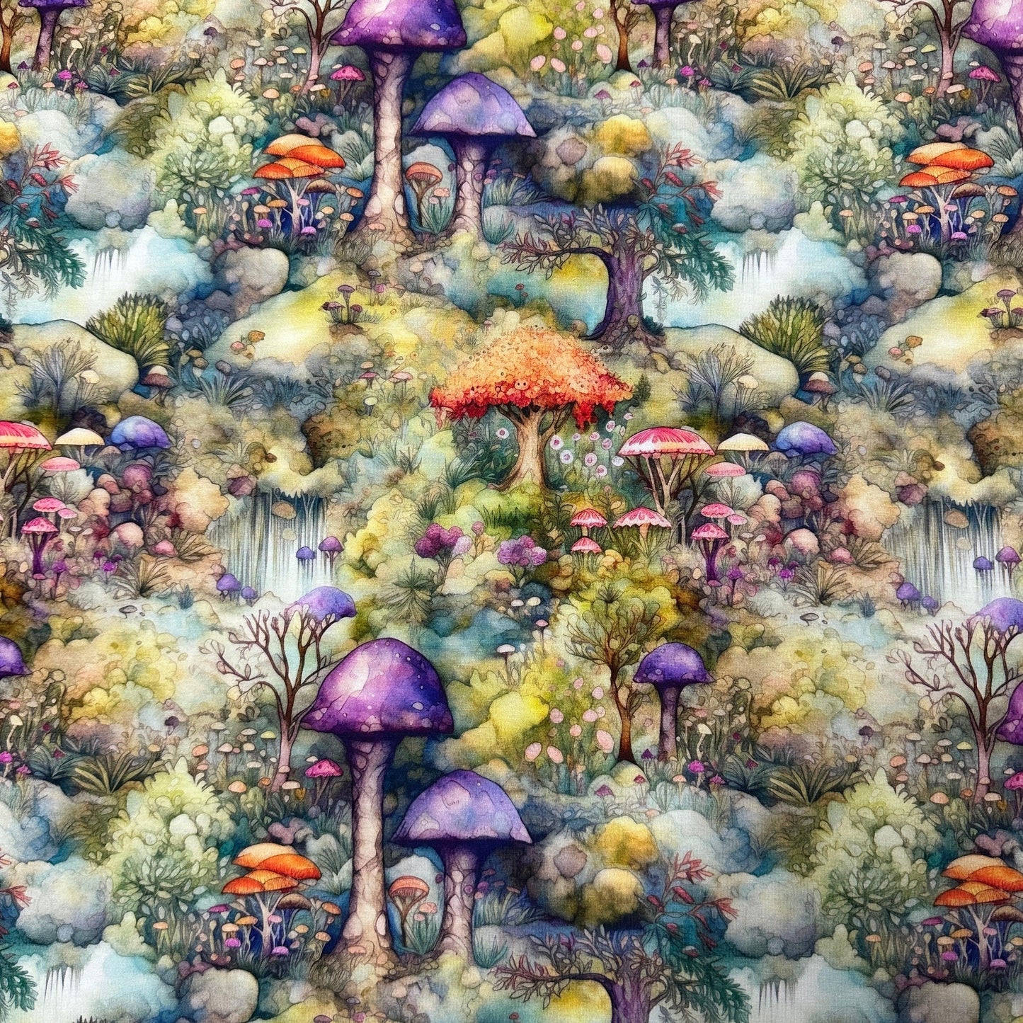 Enchanted Forest on Bamboo Stretch French Terry Fabric - Nature's Fabrics