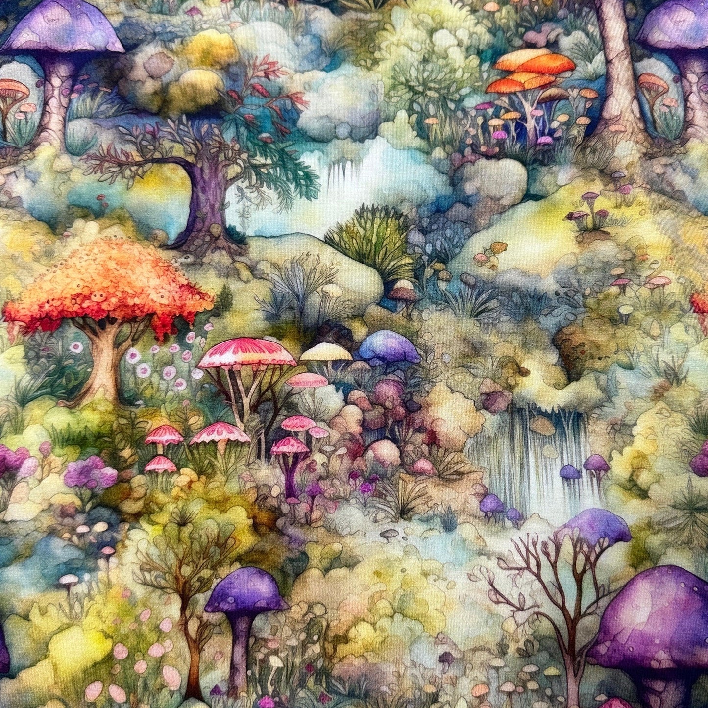 Enchanted Forest on Bamboo Stretch French Terry Fabric - Nature's Fabrics
