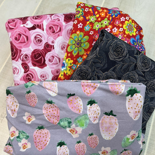 Floral on Cotton/Spandex Jersey Fabric- Bundle G22 - Nature's Fabrics