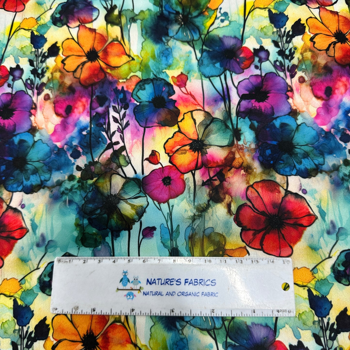 Floral Sprigs Alcohol Ink 1 mil PUL Fabric - Made in the USA - Nature's Fabrics