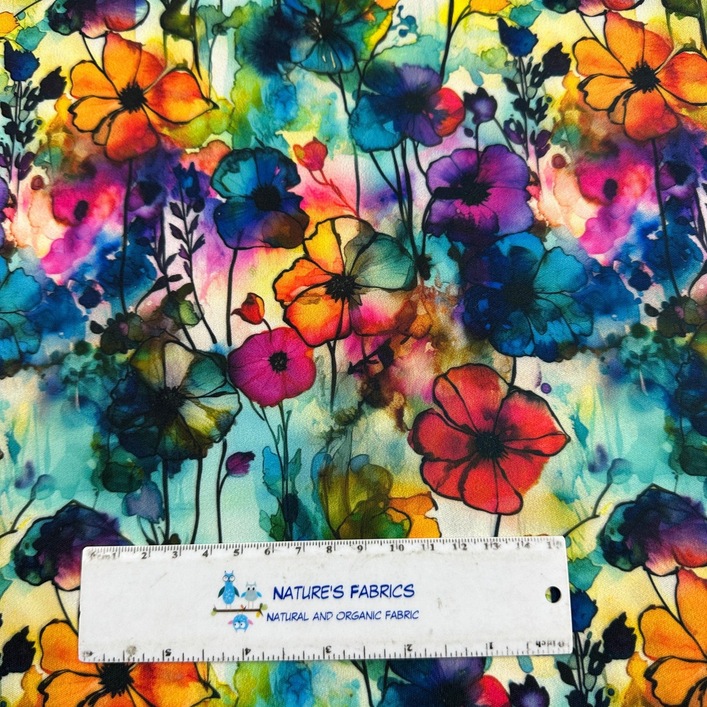 Floral Sprigs Alcohol Ink 1 mil PUL Fabric - Made in the USA - Nature's Fabrics