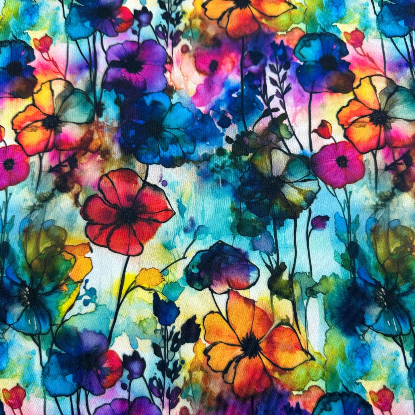 Floral Sprigs Alcohol Ink 1 mil PUL Fabric - Made in the USA - Nature's Fabrics