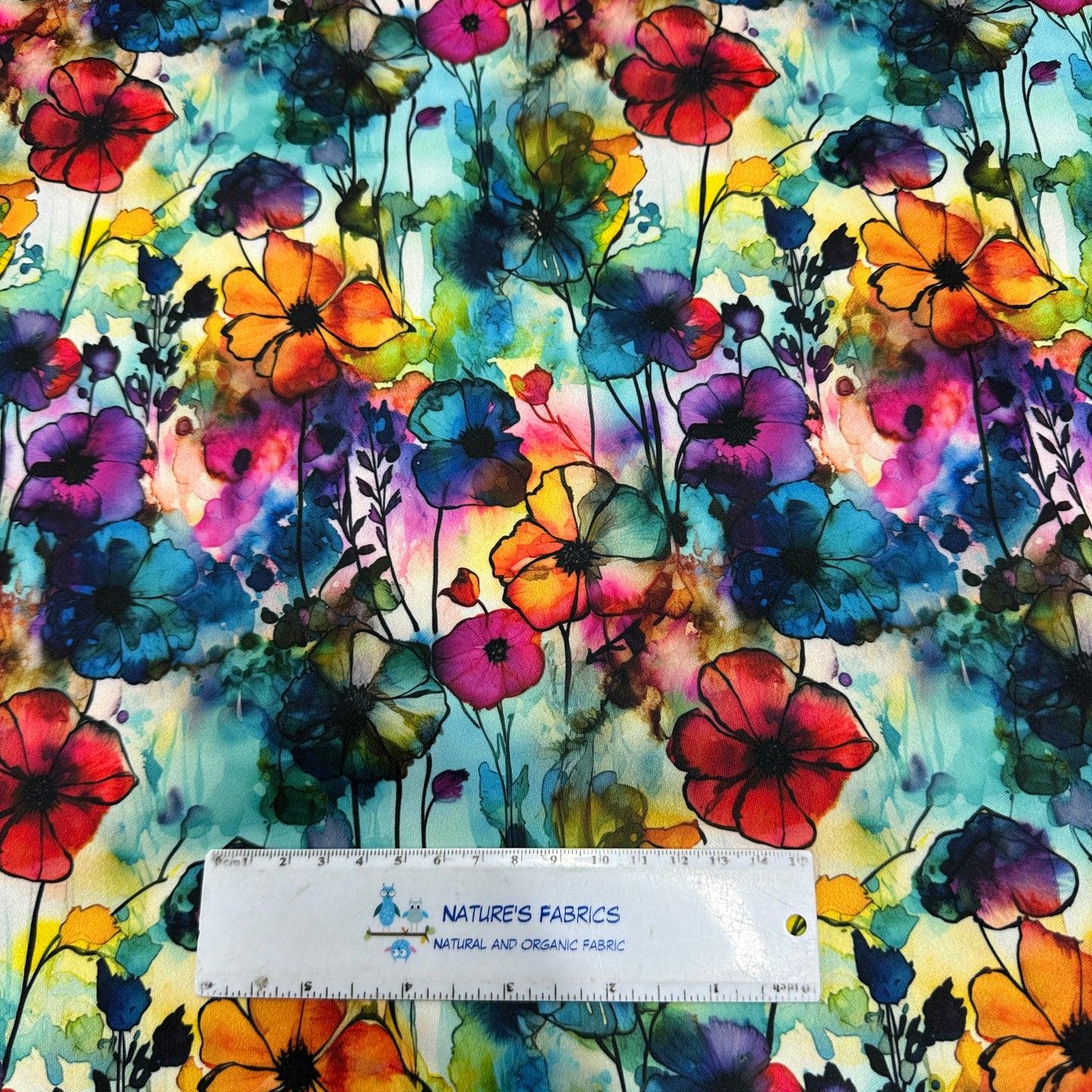 Floral Sprigs Alcohol Ink 1 mil PUL Fabric - Made in the USA - Nature's Fabrics