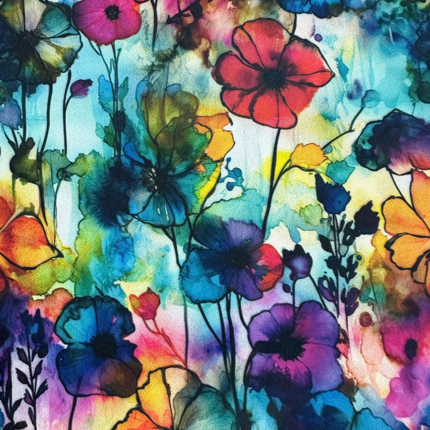 Floral Sprigs Alcohol Ink 1 mil PUL Fabric - Made in the USA - Nature's Fabrics