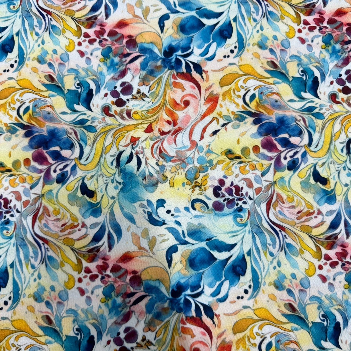 Floral Swirl Art 1 mil PUL Fabric - Made in the USA - Nature's Fabrics