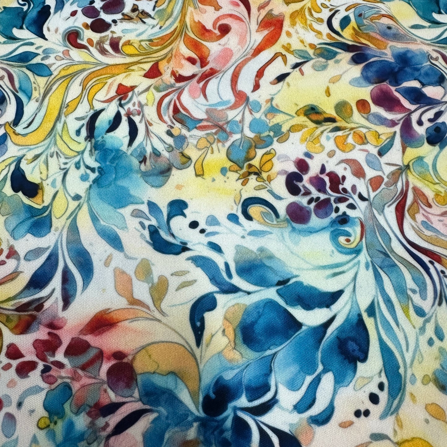 Floral Swirl Art 1 mil PUL Fabric - Made in the USA - Nature's Fabrics