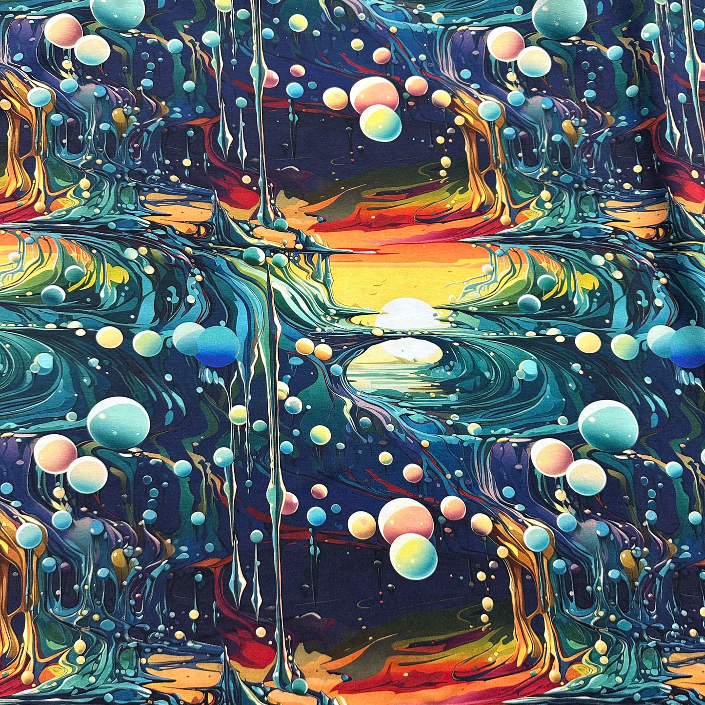 Fluid Landscape on Bamboo/Spandex Jersey Fabric - Nature's Fabrics