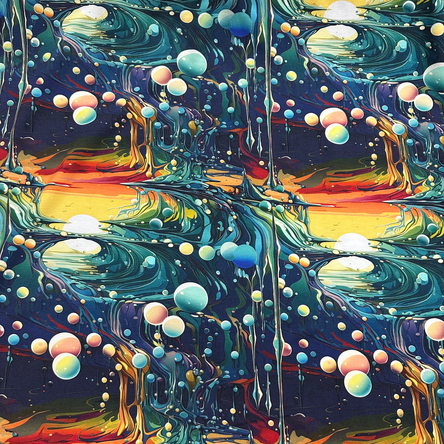 Fluid Landscape on Bamboo/Spandex Jersey Fabric - Nature's Fabrics