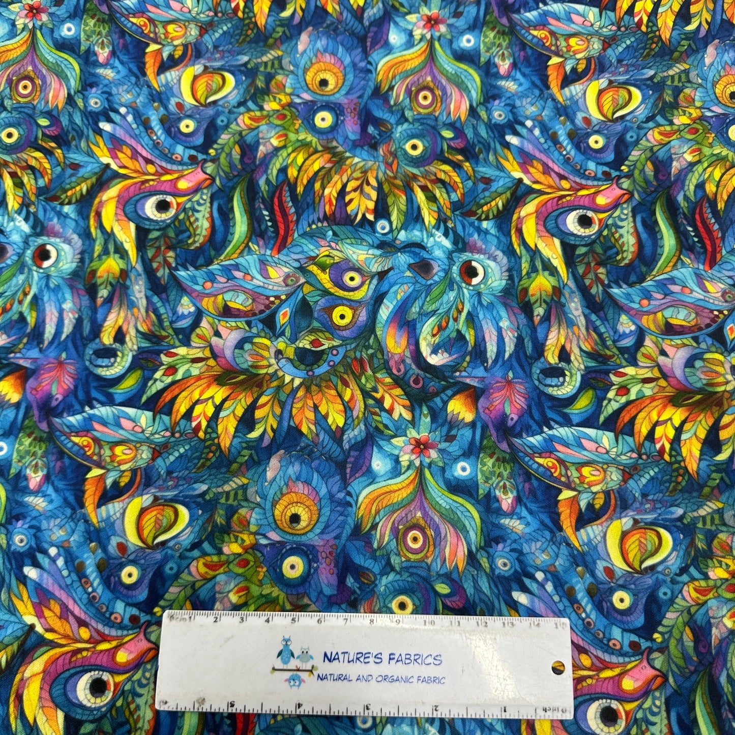 Folk Art Birds on Blue 1 mil PUL Fabric - Made in the USA - Nature's Fabrics