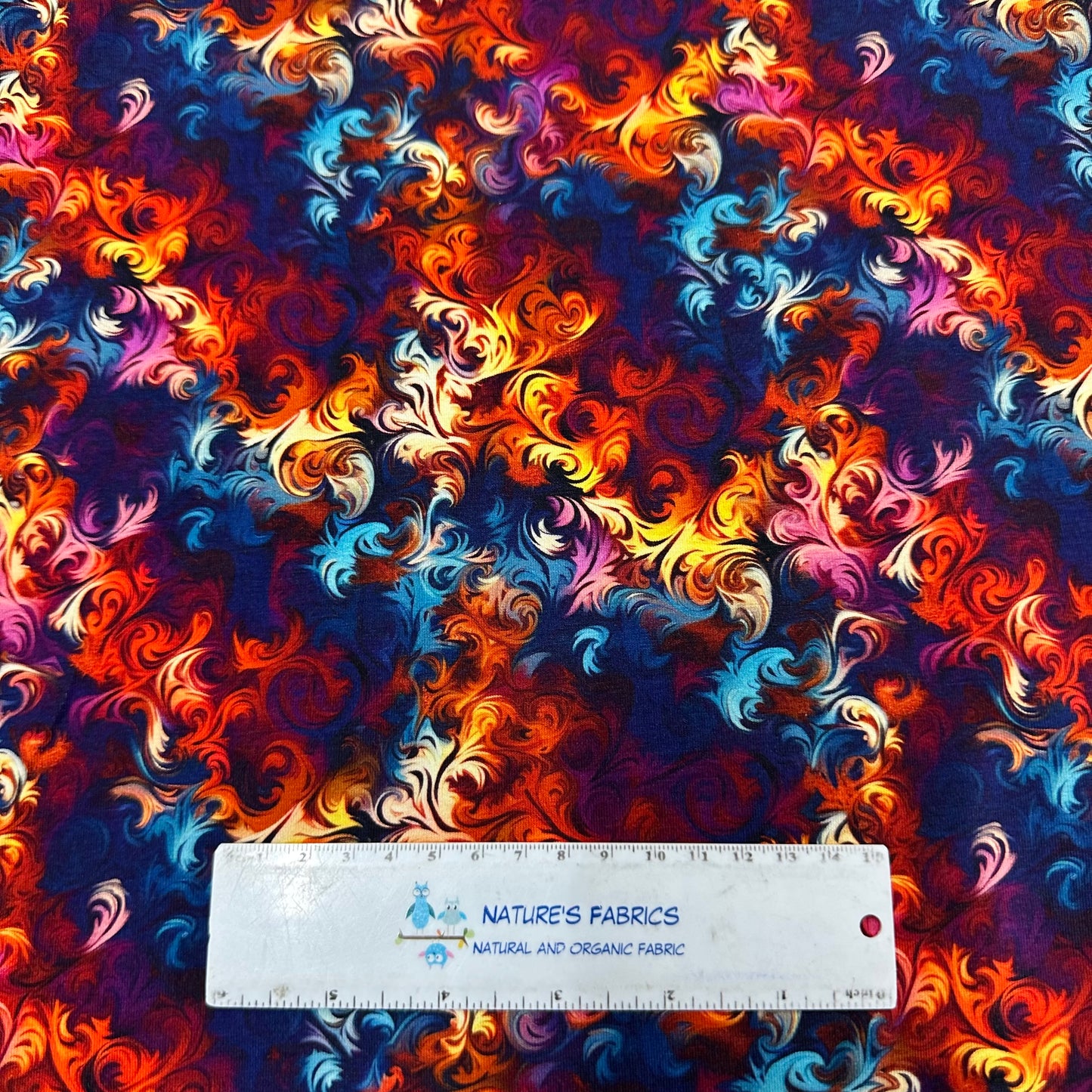 Fractal Flourishes on Bamboo/Spandex Jersey Fabric - Nature's Fabrics