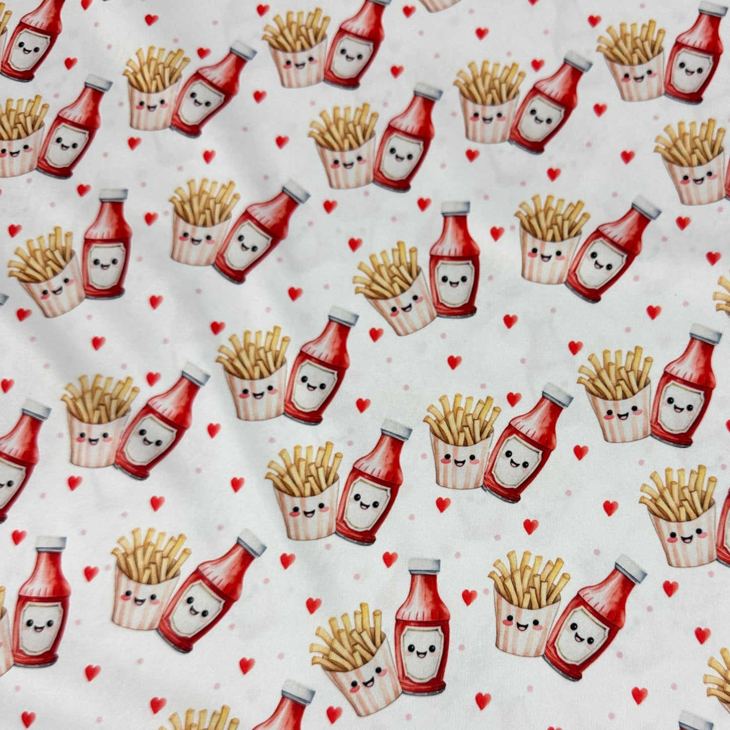 Fries and Ketchup in Love 1 mil PUL Fabric - Made in the USA - Nature's Fabrics