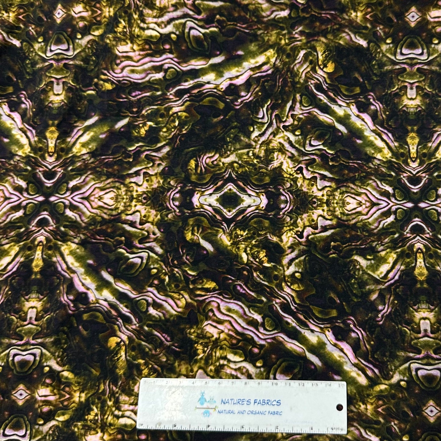 Gold Abalone on Bamboo/Spandex Jersey Fabric - Nature's Fabrics