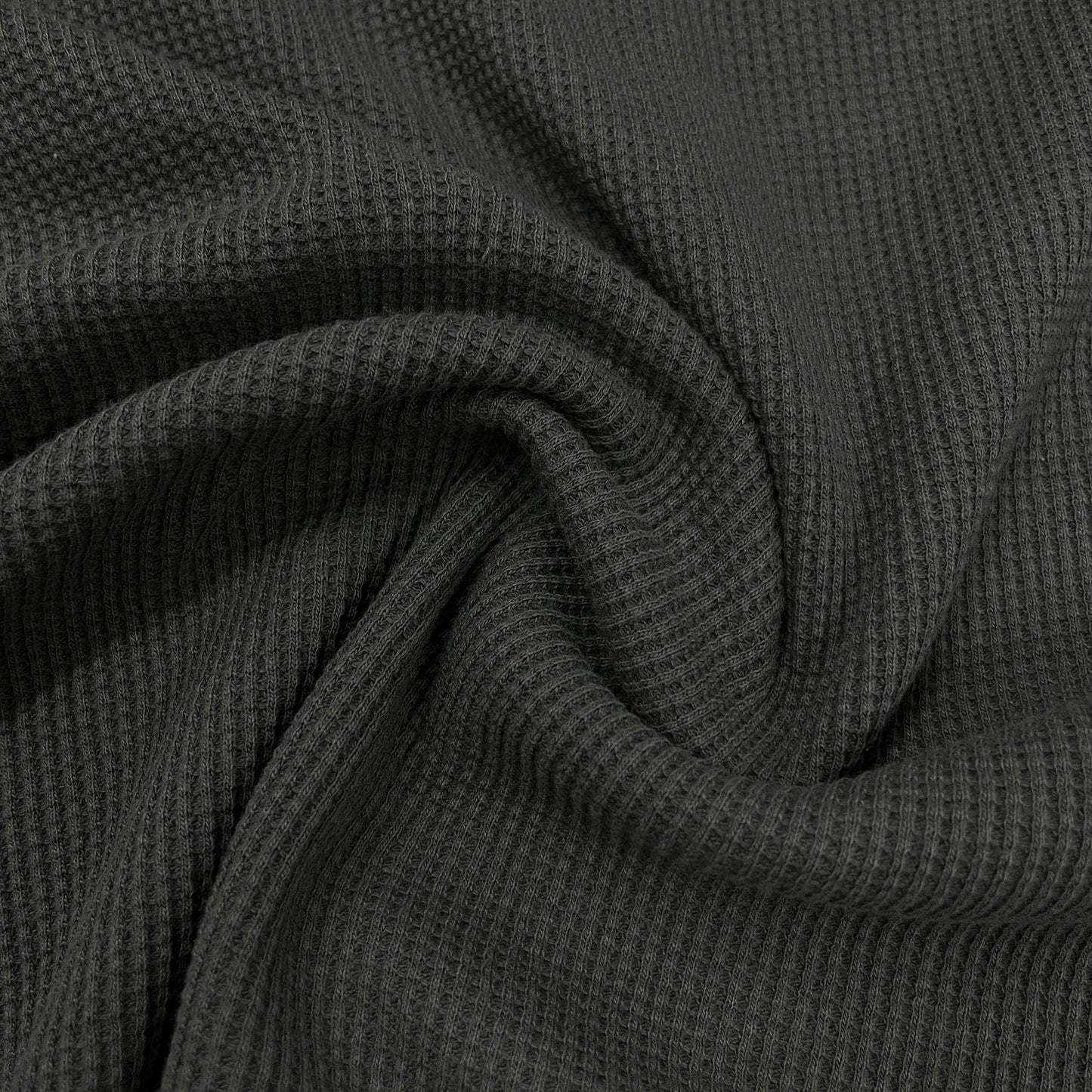 Graphite Organic Cotton Waffle Thermal Fabric - Grown in the USA - Nature's Fabrics