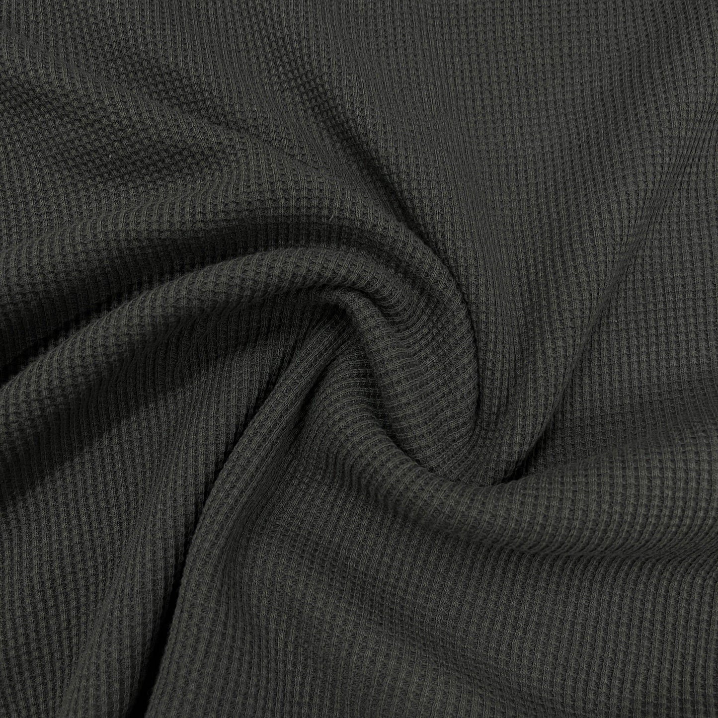 Graphite Organic Cotton Waffle Thermal Fabric - Grown in the USA - Nature's Fabrics