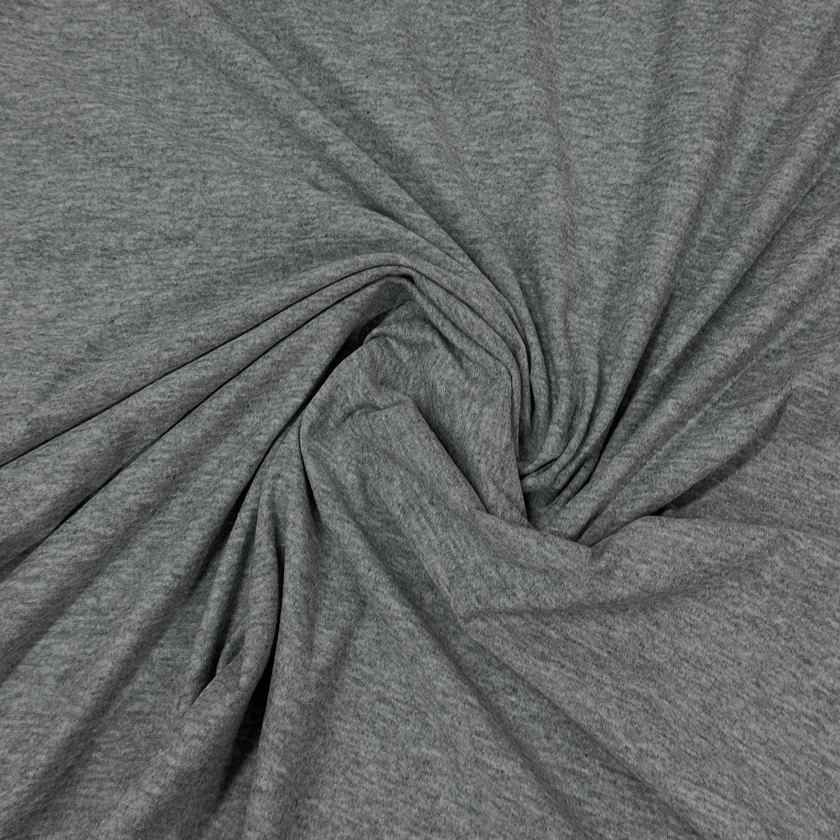 Close-up of draped gray heather jersey fabric from Nature's Fabrics
