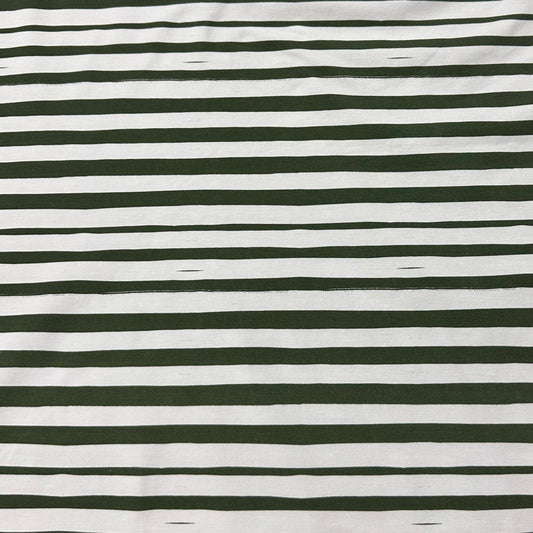 Green and White Stripes on Bamboo/Spandex Jersey Fabric - Nature's Fabrics