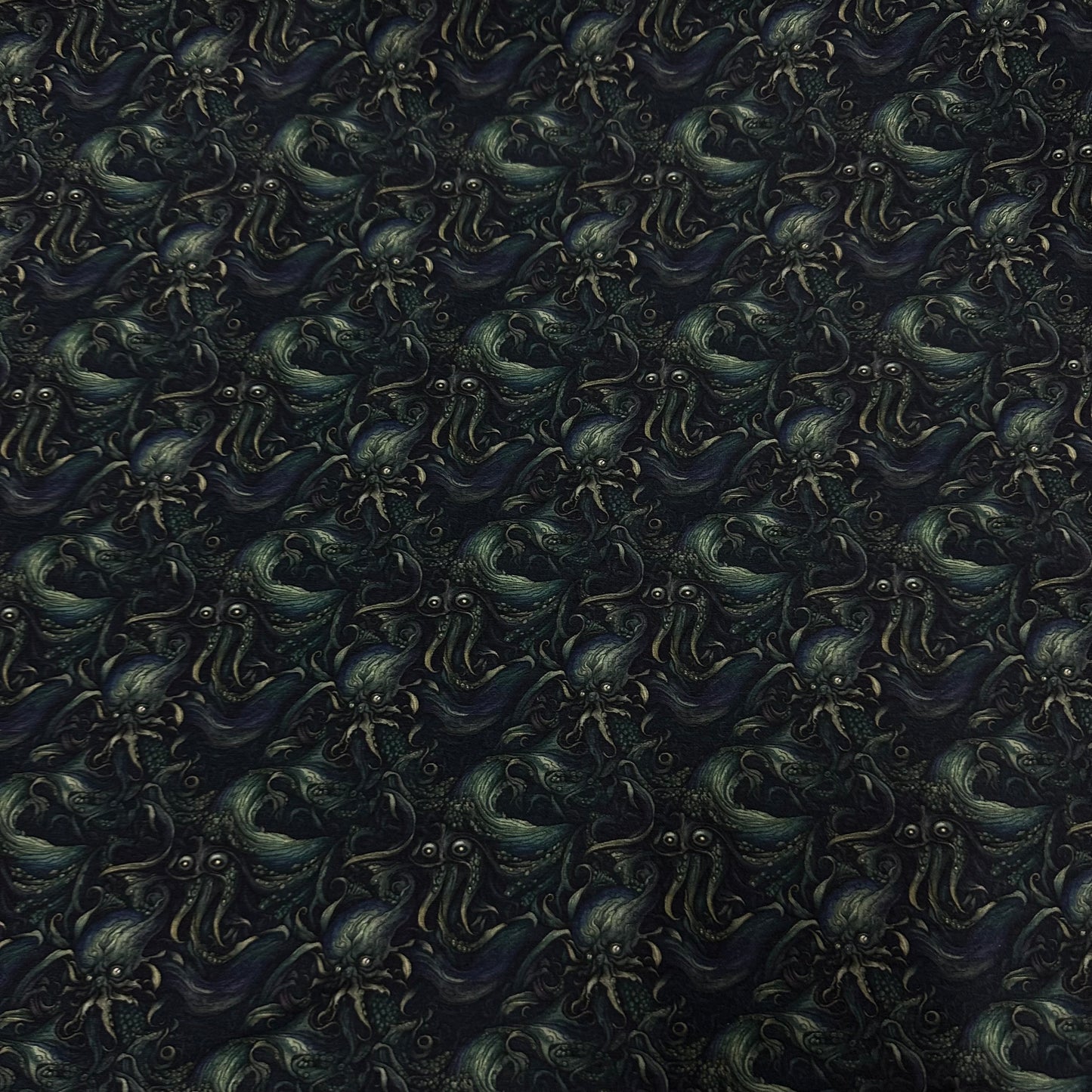 Green Octopus on Bamboo/Spandex Jersey Fabric - Nature's Fabrics
