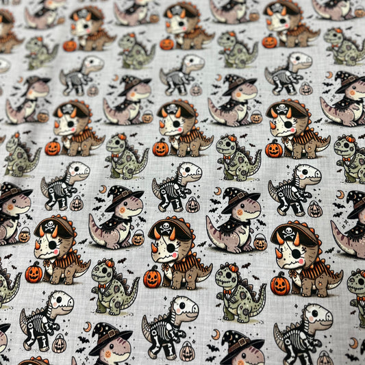 Halloween Dinos on Bamboo/Spandex Jersey Fabric - Nature's Fabrics
