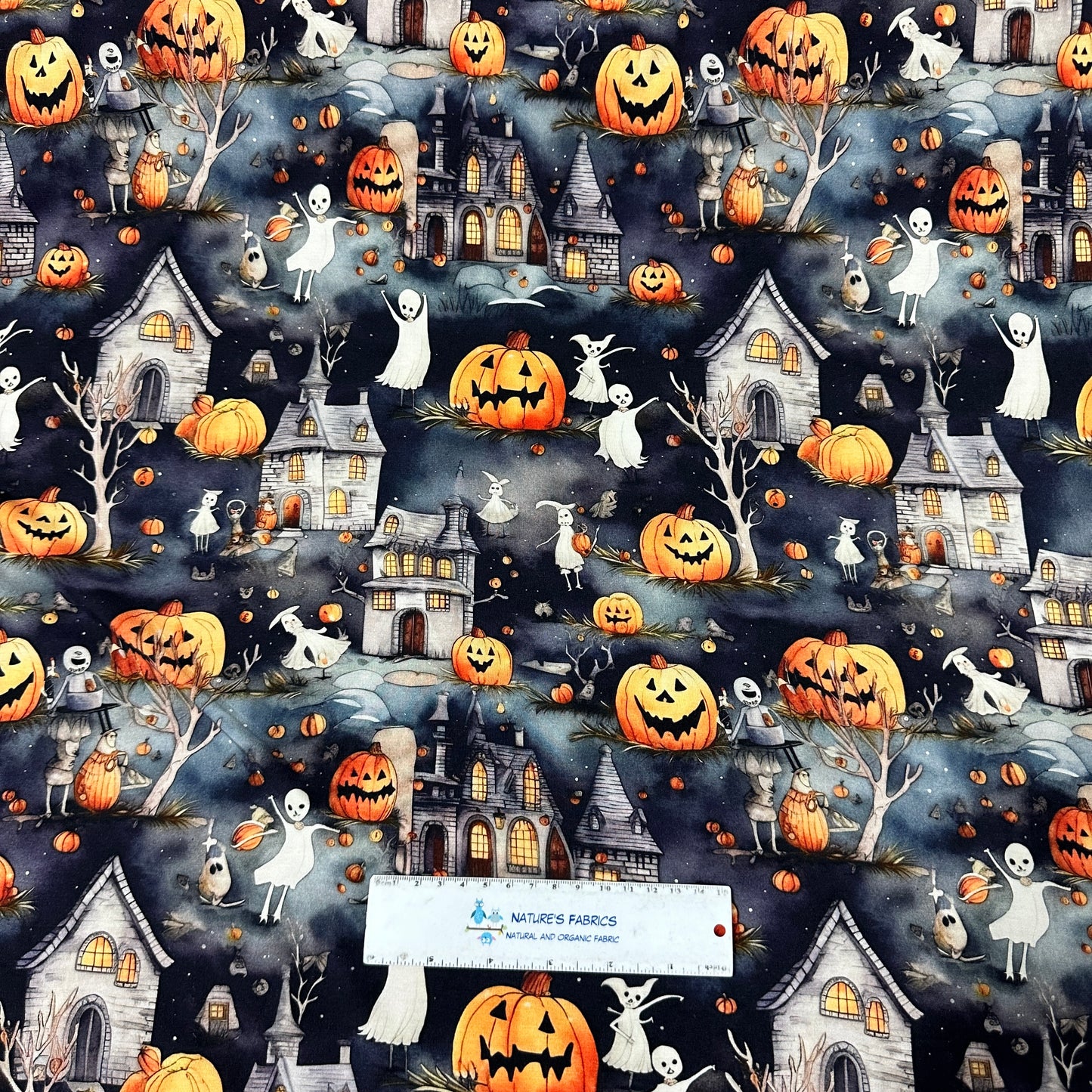 Halloween Town on Bamboo/Spandex Jersey Fabric - Nature's Fabrics