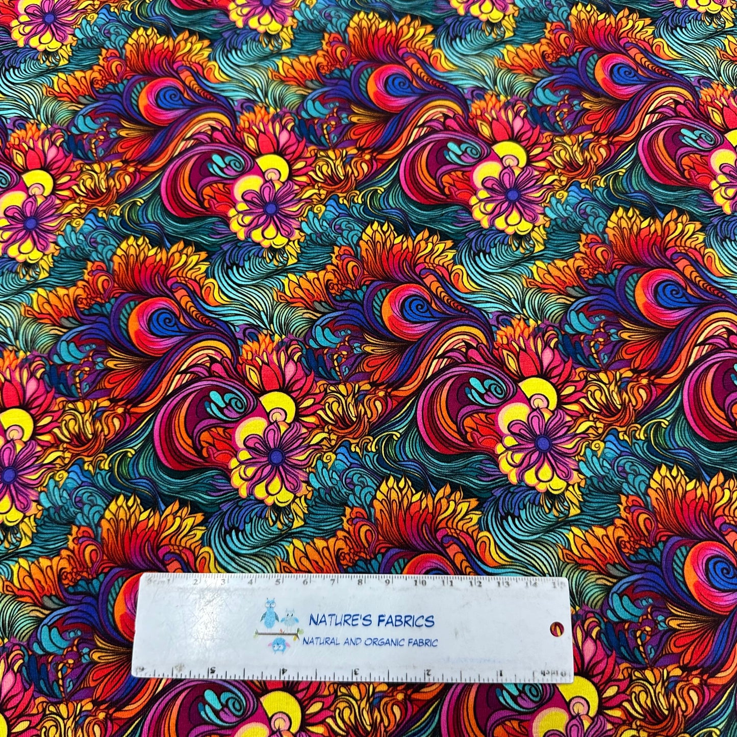 Hippie Swirls on Bamboo/Spandex Jersey Fabric - Nature's Fabrics