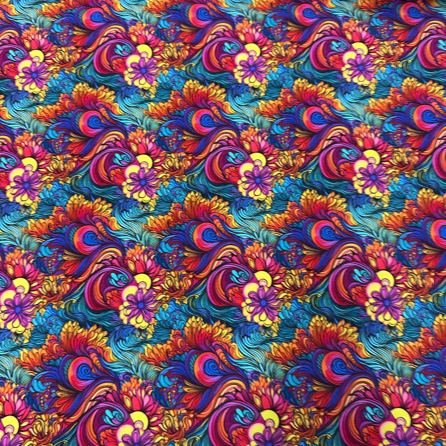 Hippie Swirls on Bamboo/Spandex Jersey Fabric - Nature's Fabrics