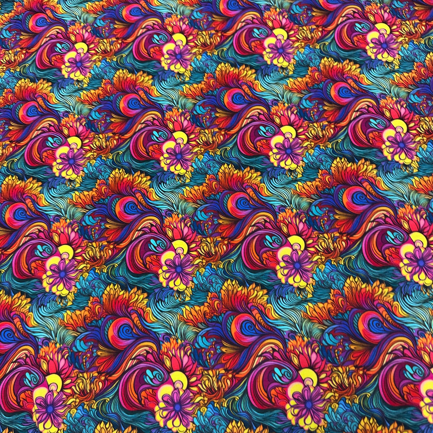 Hippie Swirls on Bamboo/Spandex Jersey Fabric - Nature's Fabrics