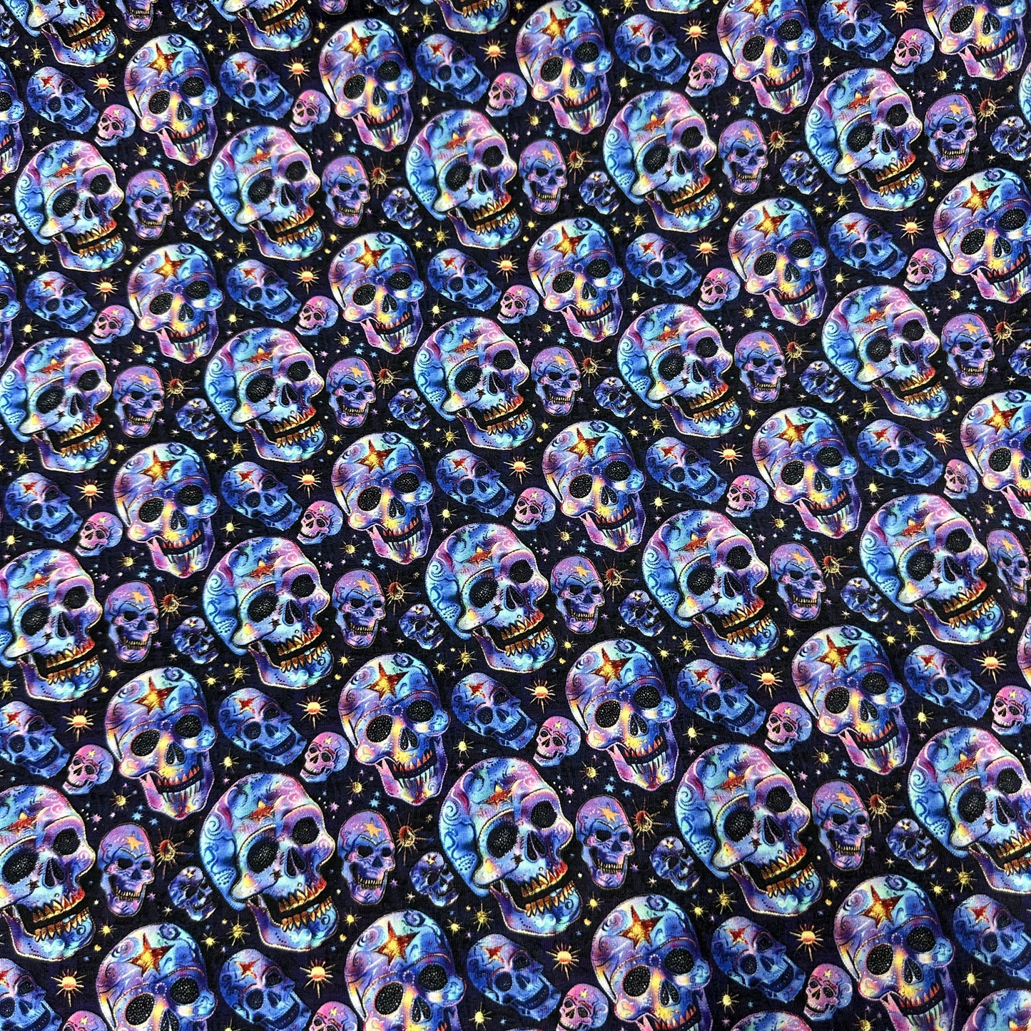 Iridescent Skulls on Bamboo/Spandex Jersey Fabric - Nature's Fabrics
