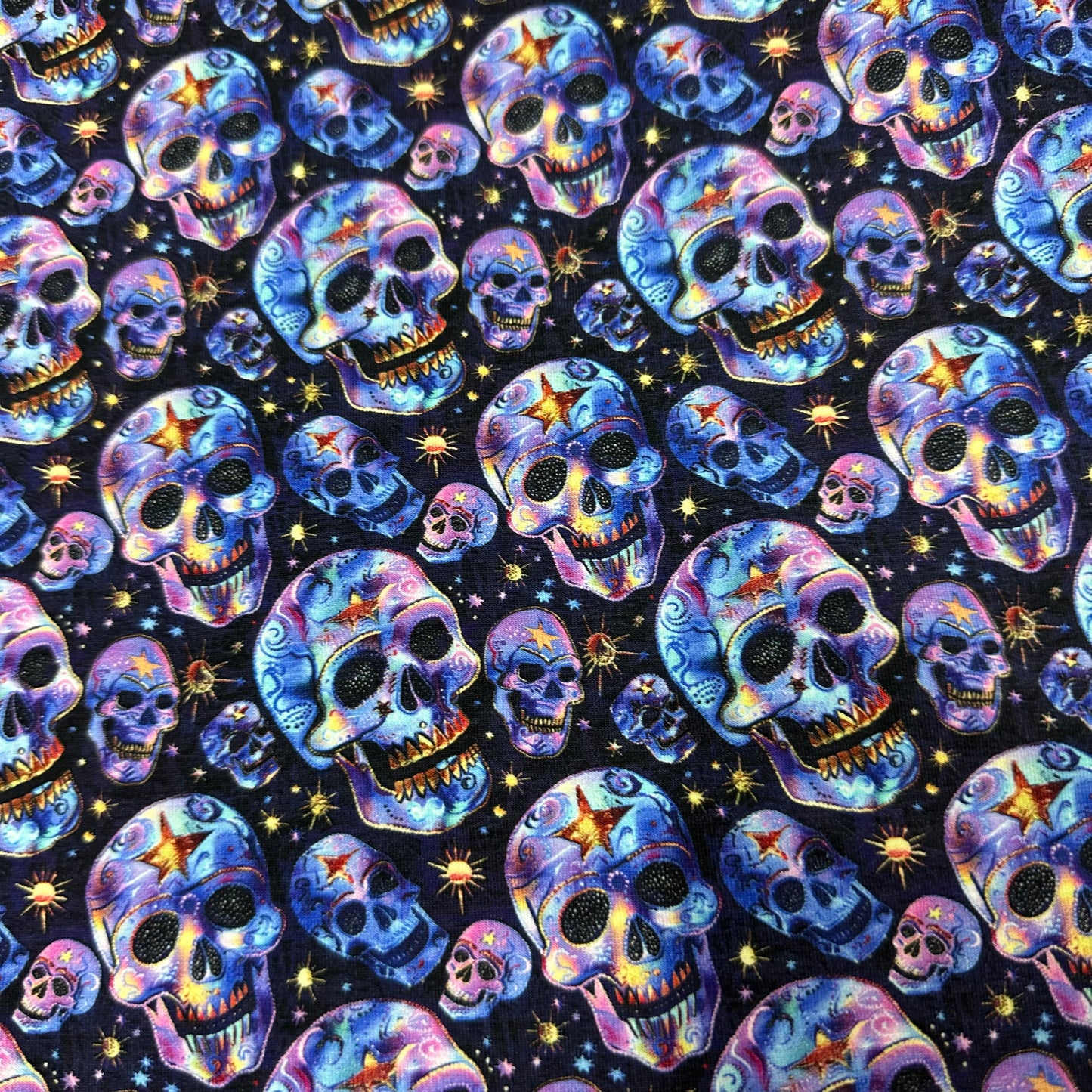 Iridescent Skulls on Bamboo/Spandex Jersey Fabric - Nature's Fabrics