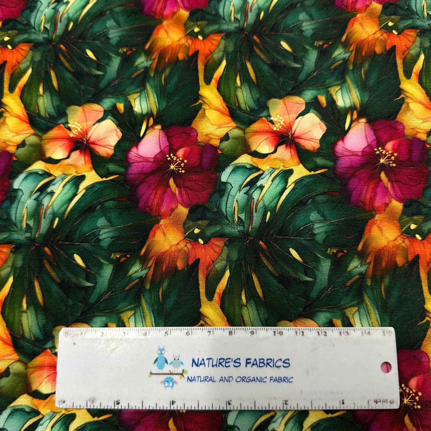 Island Palms on Bamboo/Spandex Jersey Fabric - Nature's Fabrics