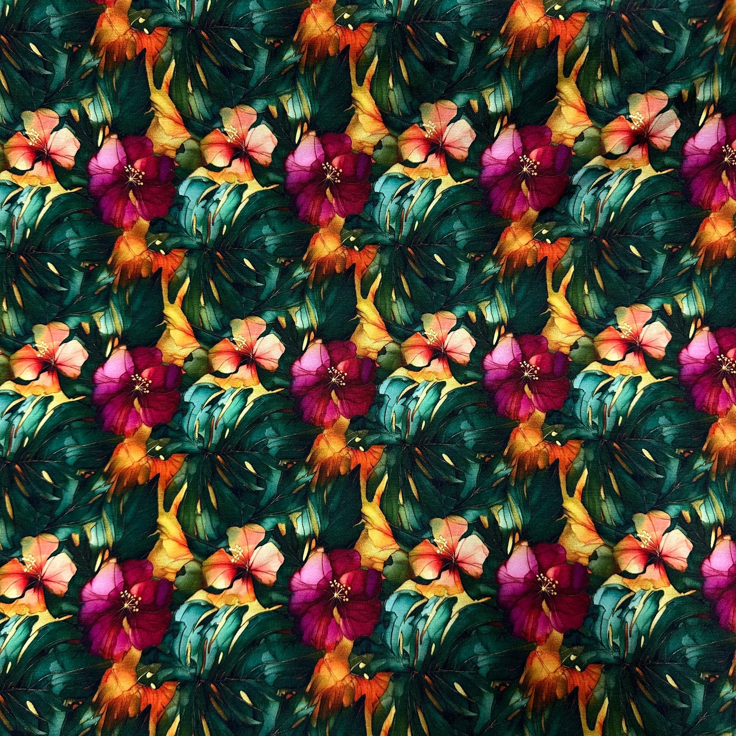 Island Palms on Bamboo/Spandex Jersey Fabric - Nature's Fabrics
