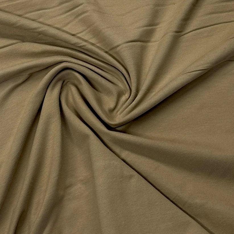 Khaki Cotton Stretch French Terry Fabric - Nature's Fabrics