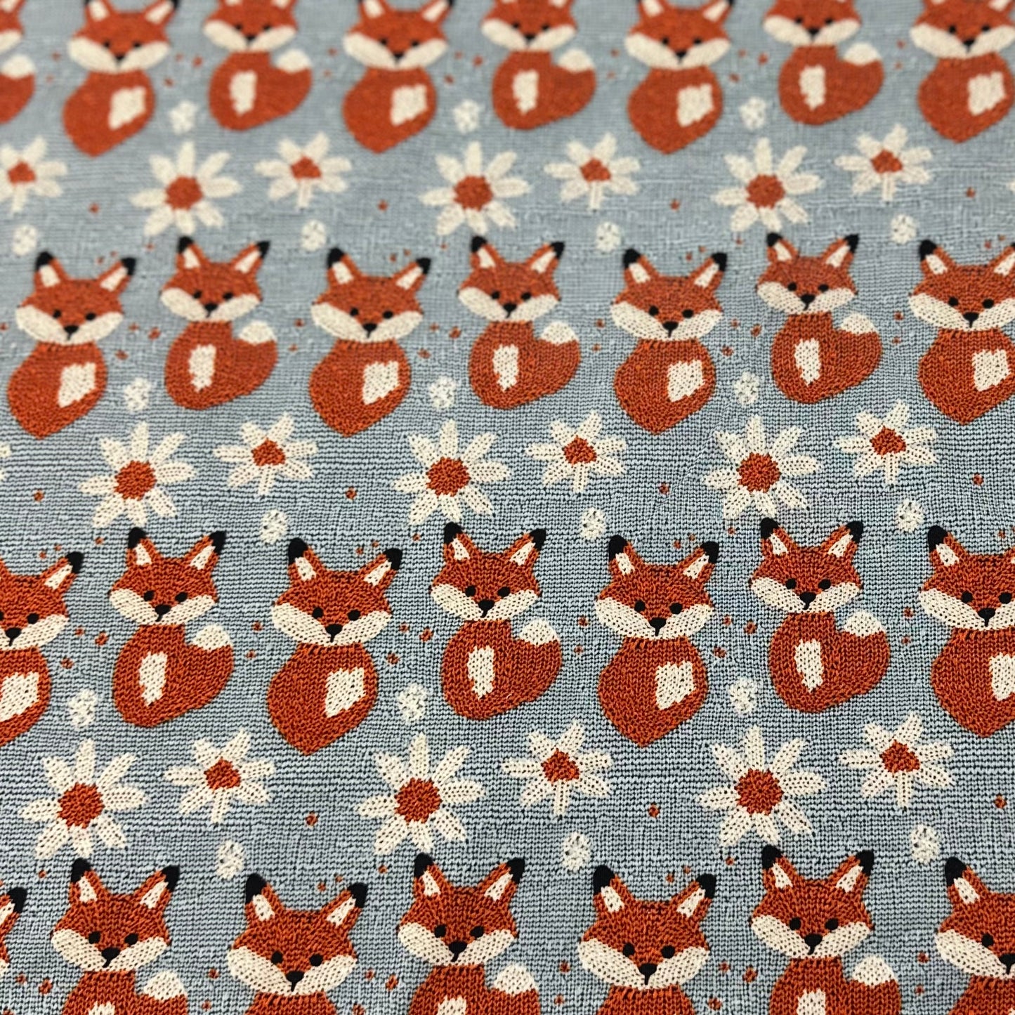 Knitted Foxes on Bamboo/Spandex Jersey Fabric - Nature's Fabrics