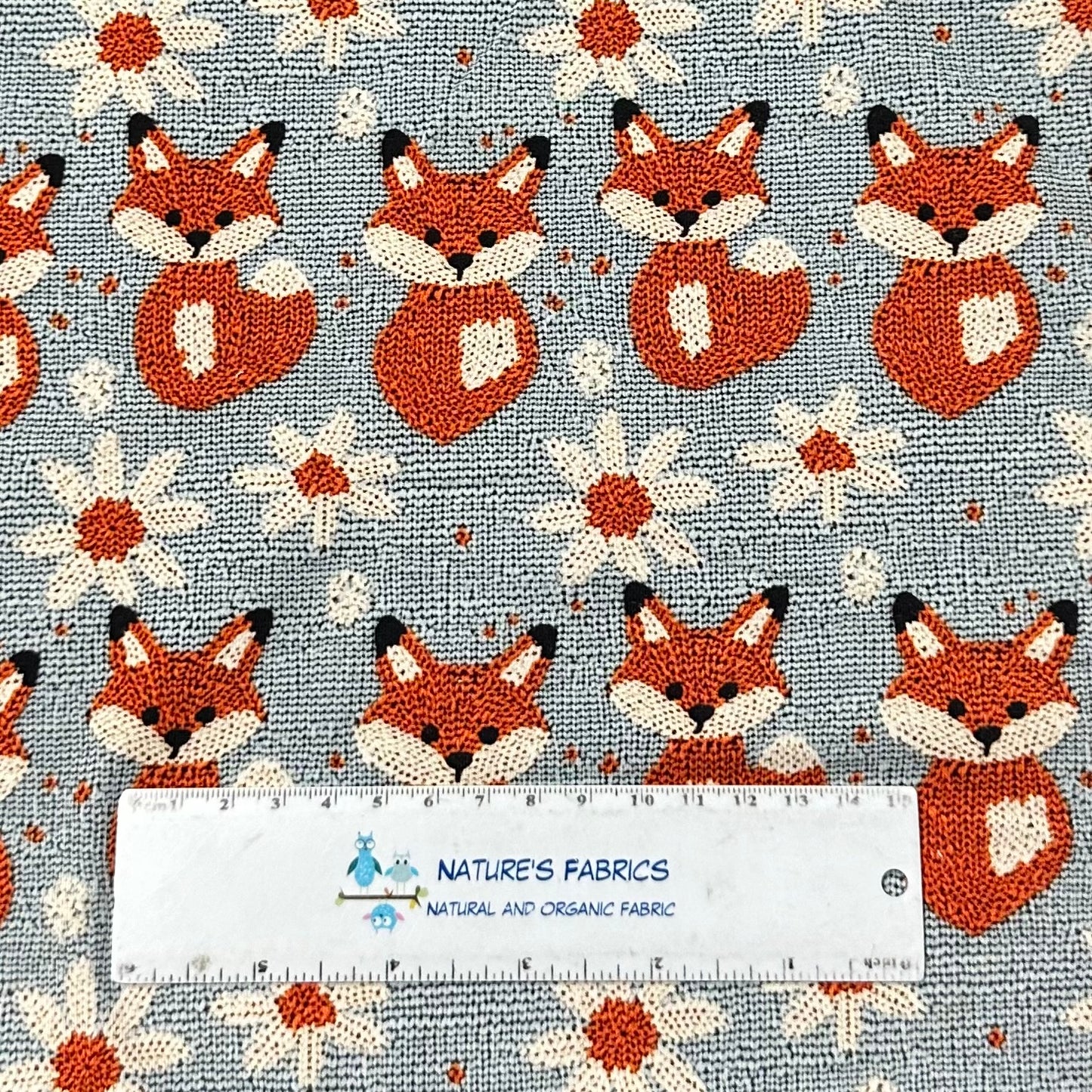 Knitted Foxes on Bamboo/Spandex Jersey Fabric - Nature's Fabrics