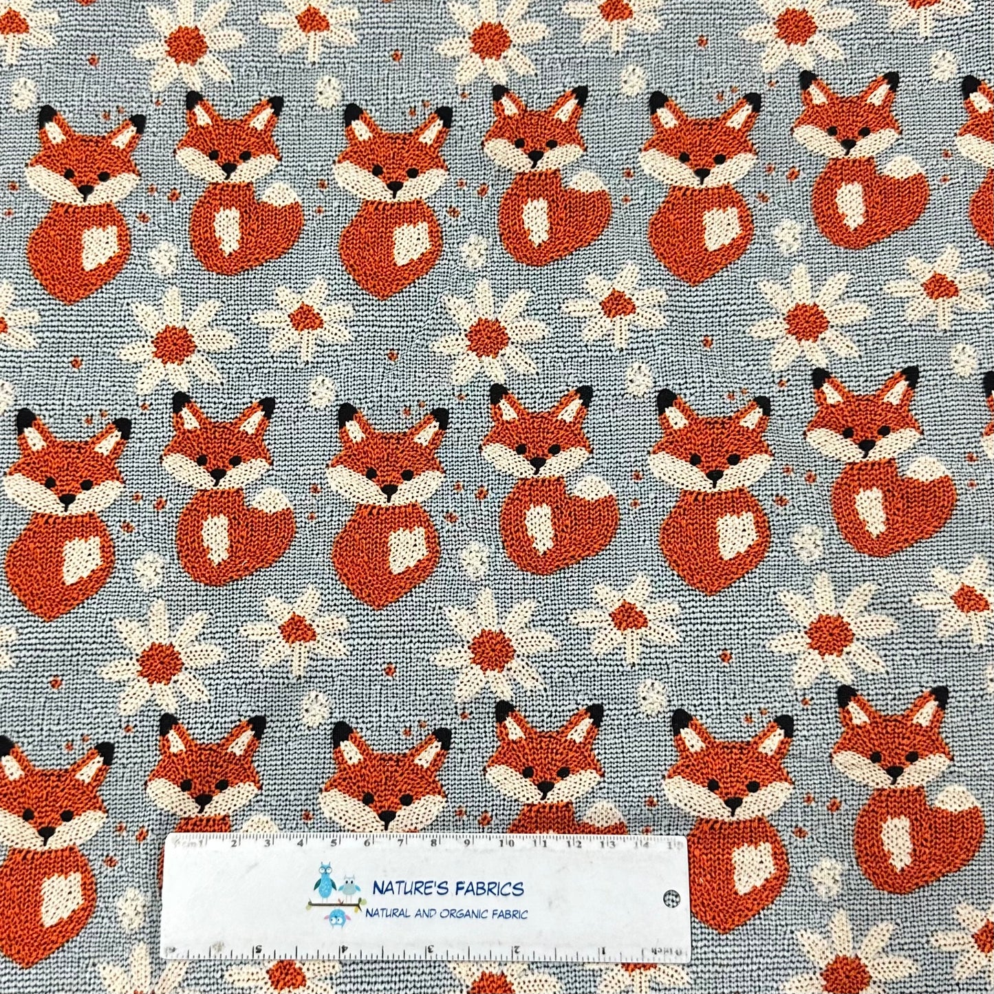 Knitted Foxes on Bamboo/Spandex Jersey Fabric - Nature's Fabrics