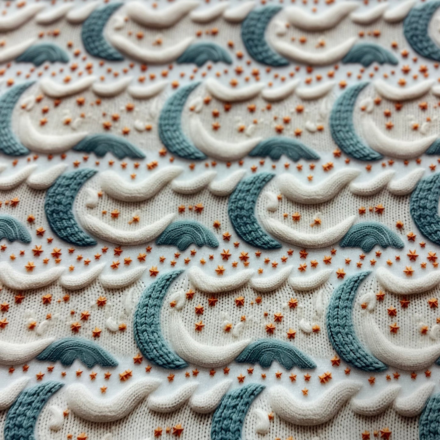 Knitted Moons on Bamboo Stretch French Terry Fabric - Nature's Fabrics