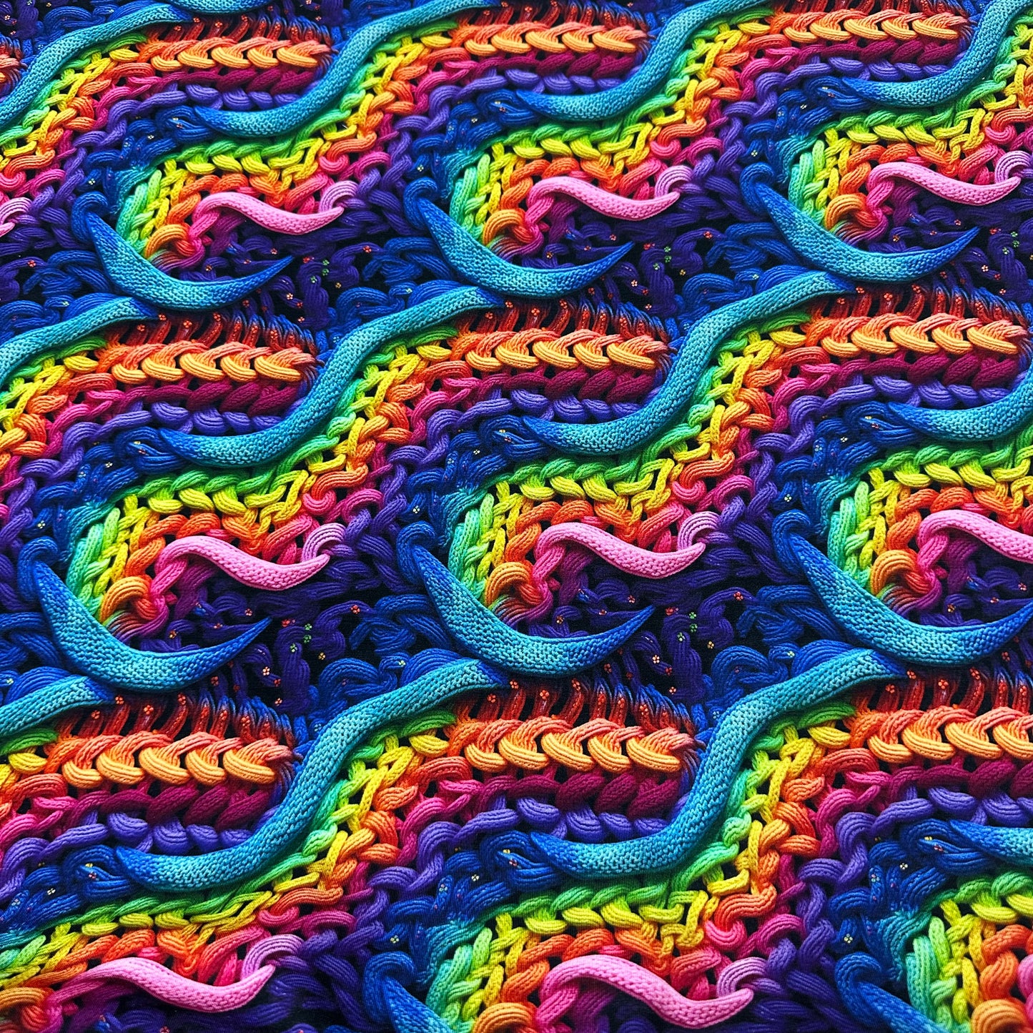 Knitted Rainbow on Bamboo/Spandex Jersey Fabric - Nature's Fabrics