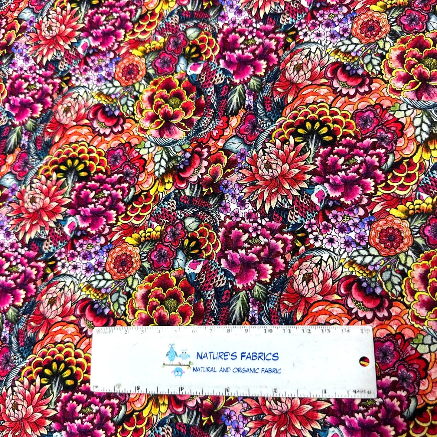 Koi Garden on Bamboo/Spandex Jersey Fabric - Nature's Fabrics