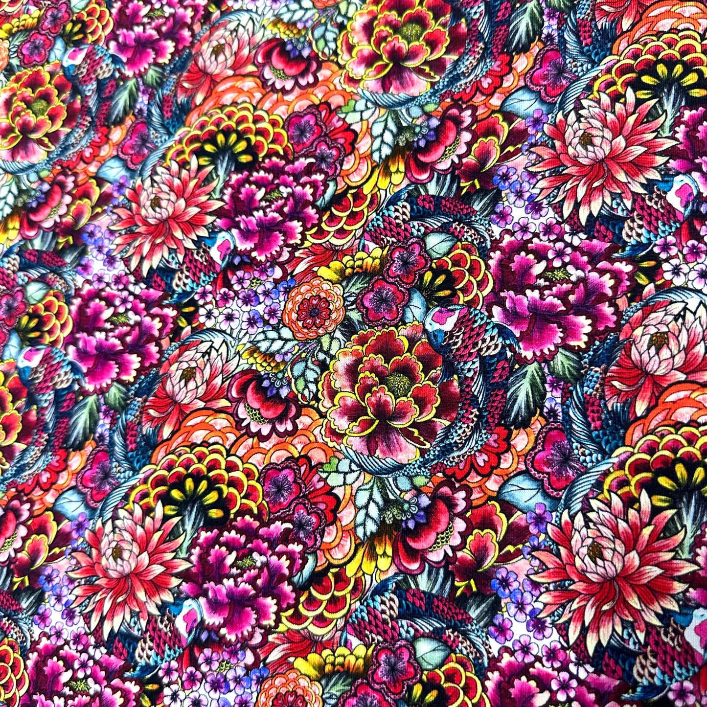 Koi Garden on Bamboo/Spandex Jersey Fabric - Nature's Fabrics